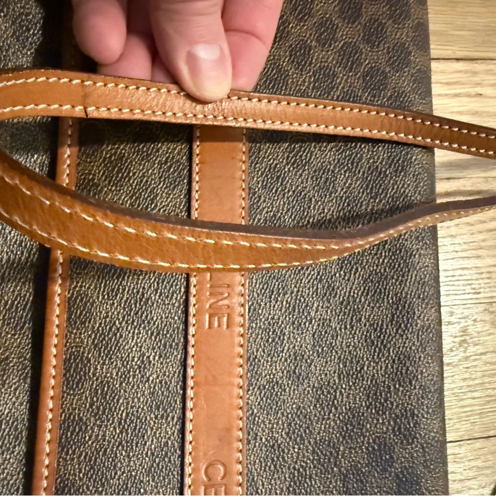 Celine Brown and Tan Leather Logo Bag - Picture 10 of 11